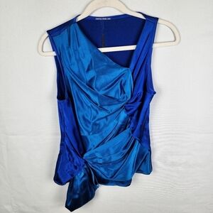 Charles‎ Chang-Lima Asymmetrical Artsy 100% Silk Sleeveless Blouse Size 4